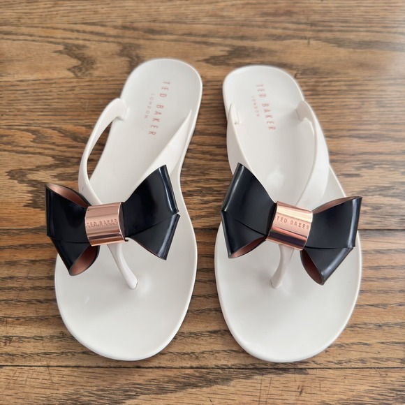 Ted Baker Rafeek Bow Cream Flip Flops Women's UK Size 4 US Size 6-6.5 - Picture 3 of 5